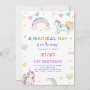 Rainbows Unicorn Convites de Aniversário