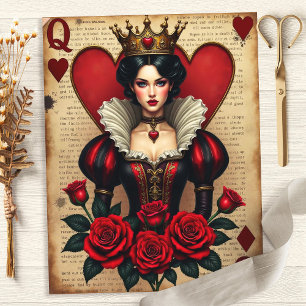 Rainha de Copas Papel de Scrapbook Carta Rosa Vint
