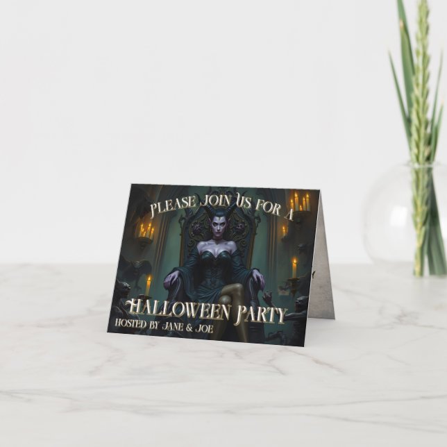 Rainha Demônio Trono à Luz de Velas - Convite (Frente)