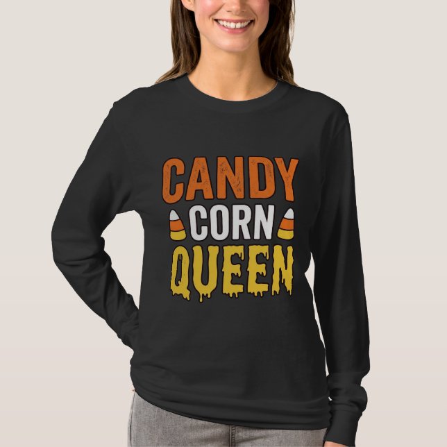 Rainha do Candy Corn Design de Camiseta de Hallowe (Frente)