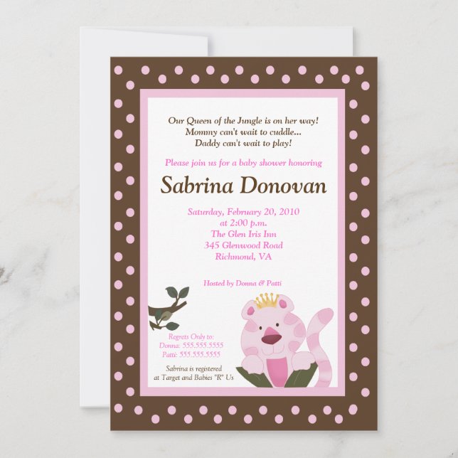 Rainha do Chá de fraldas Selvagem Convite 5 x 7 (Frente)