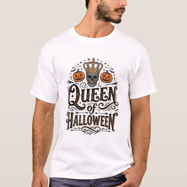 Rainha do Halloween Camisa de Abóbora de Caveira V (Frente)