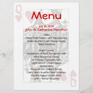 Rainha do menu feito sob encomenda do casamento