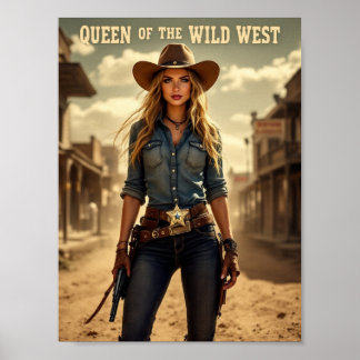 Rainha do Oeste Selvagem - Poster da Cowgirl Sem-C