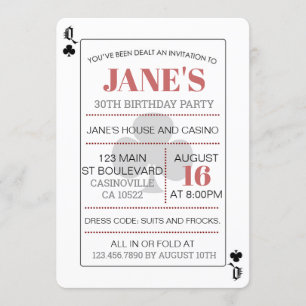 Rainha dos Clubs Poker Jogando Cartões Casino Aniv