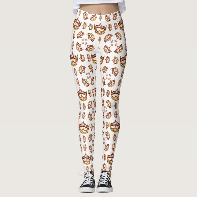 Rainha dos Corações Douradas Crowns Tiaras legging (Frente)