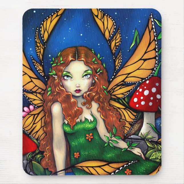 "Rainha feericamente de cabelo vermelha" Mousepad (Frente)