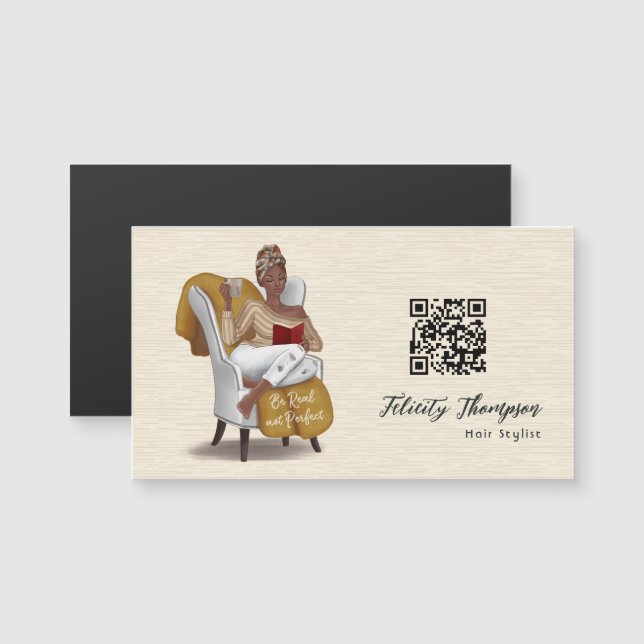 Rainha Negra Beleza Moda Cabelo Código QR (Frente/Verso)