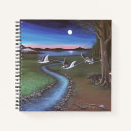 Raio-Manta voando através da paisagem Notebook Esp
