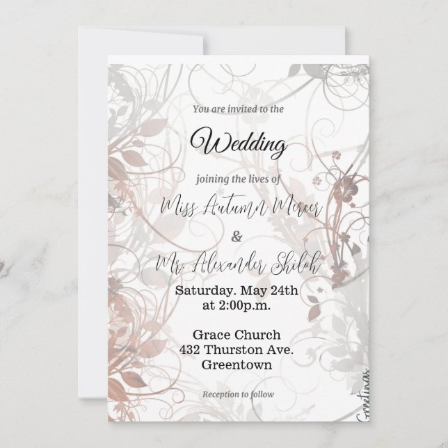 Raios flóricos - convite para o casamento (Frente)