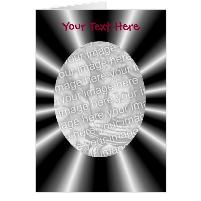 Raios Prateados Pretos Design seu Cartão com fotos (Frente)