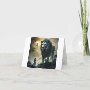 Raiz Majestosa: Leão e Cartão com Temas Guardiães