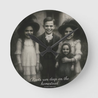 Raízes correm em profundo relógio redondo