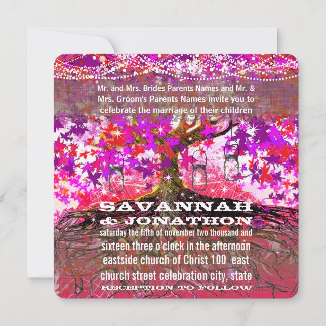 Raízes do Amor Convite para Casamento de Árvore de (Frente)