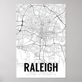 Raleigh NC Minimalist Map Art Poster
