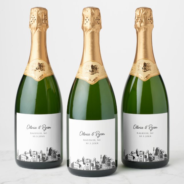 Raleigh Wedding Champagne Label (Garrafas)