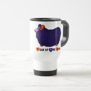 Ram roxo Chinês Ano Zodíaco Caneca de viagem