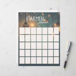 Ramadan Iftar Meal Planner-paper sheet 