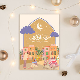 Ramadan Mubarak Cartão Oásis Colorido