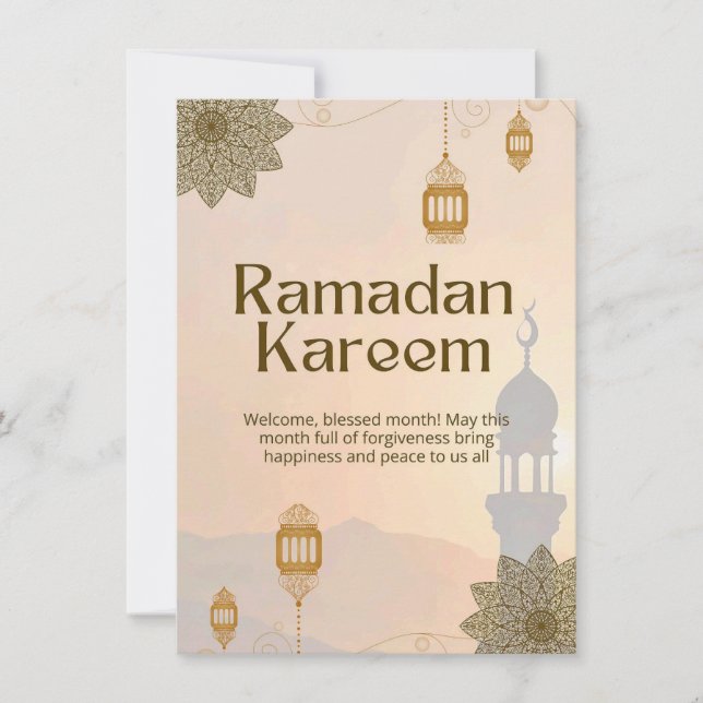 Ramadão Kareem Cartão de Boas Festas Islâmico Eleg (Frente)