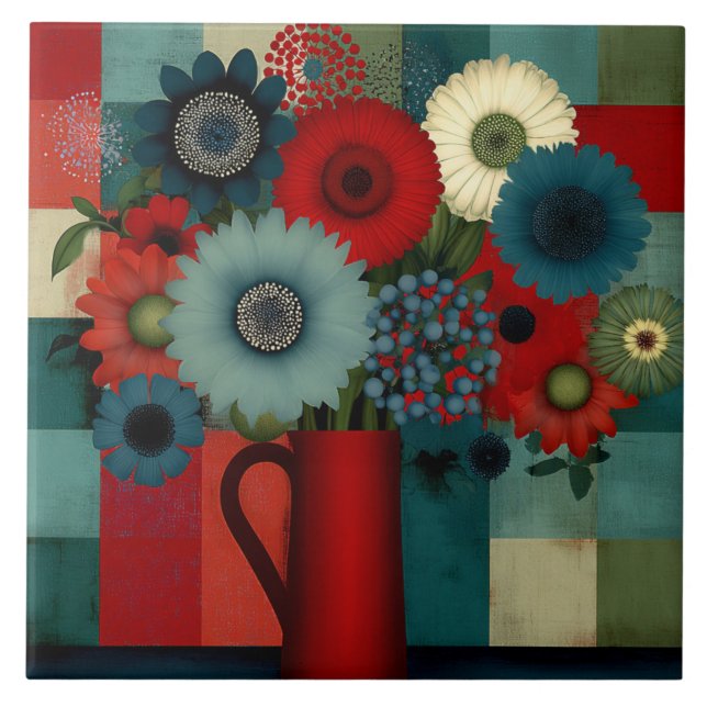 Ramagem de Mirtilo Azul em Patchwork de Fazenda (Frente)
