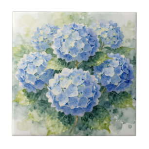 Ramalhete de Hortênsias Azuis em Aquarela