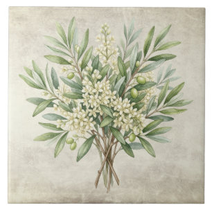 Ramalhete de Oliveiras Mediterâneo Aquarelas Rústi