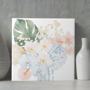 Ramalhete Floral de Flores Tropicais em Aquarela M