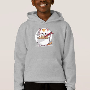 Ramen Cat Comendo Noodles Design T Shirt
