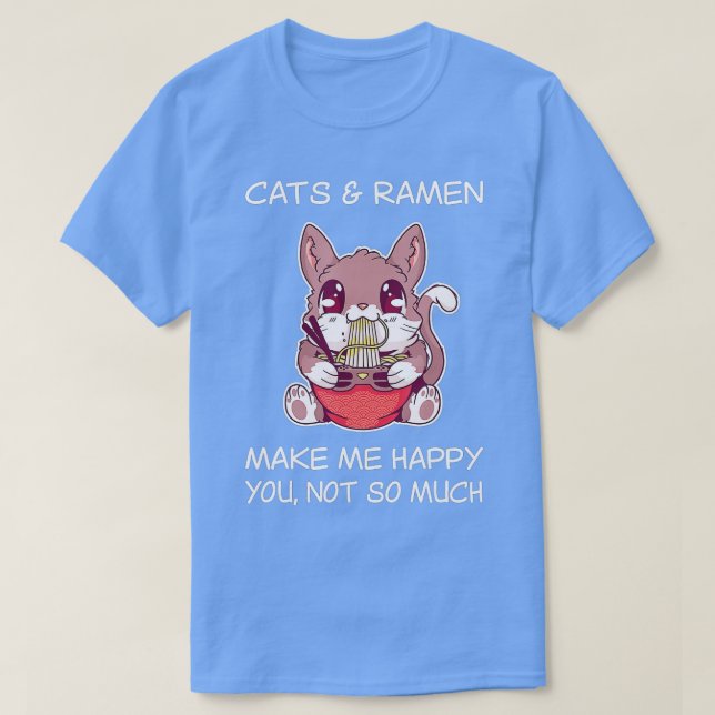 Ramen de Gato Camisa Ramen Sarcástico Noodles e Ga (Frente do Design)