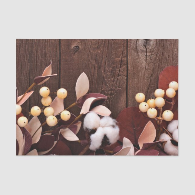 Ramificação de Algodão de Papel Tecido na Madeira  (Frente )