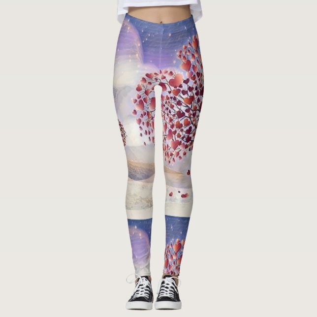 Ramificações de Árvore de Amor com Leggings de Cor (Frente)
