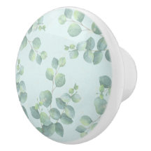 Ramificações pálidas no Botão Cerâmico Verde Suave