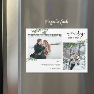 Ramificações verdes 2 Cartão de Natal magnético fo