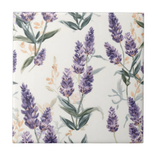 Raminhos de Lavanda Botânica Aquarela Roxo Floral