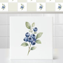 Ramo Botânico de Mirtilo Azul Selvagem em Aquarela