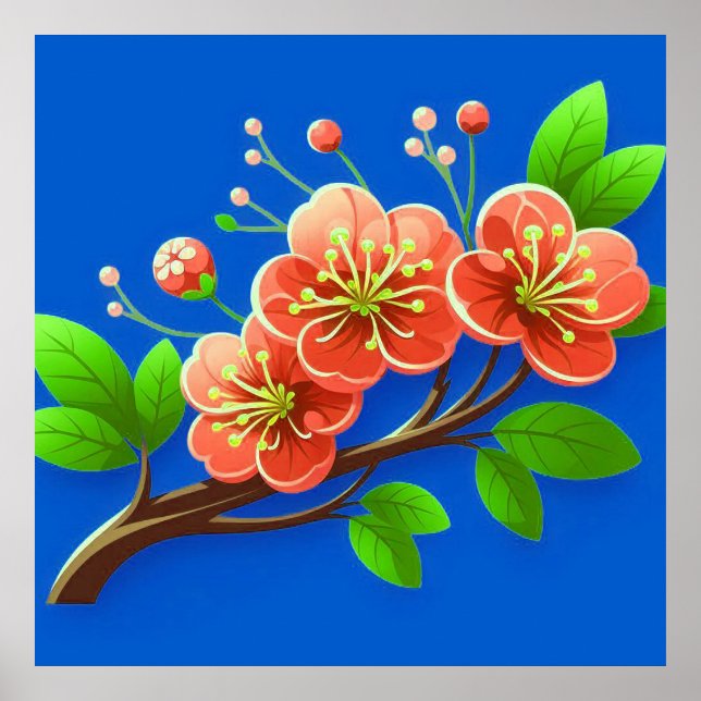 🌸 Ramo de Flor Rosa Poster de Decoração de Parede (Frente)