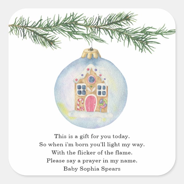 Ramo de inverno com brinquedo - adesivo de vela de (Frente)