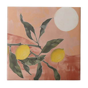Ramo de Limão Boho com Sol Minimalista Abstrato (2