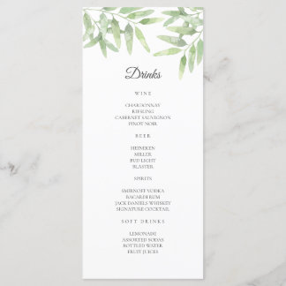Ramo de Oliva Elegante. Menu Simples de Bar de Cas