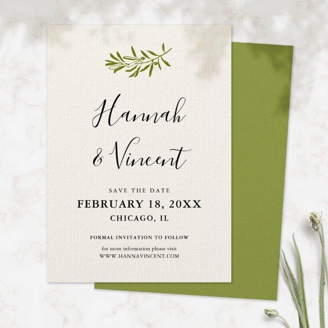 Ramo de Oliva Guardar o Cartão de Data | Costa do  (Criador carregado)