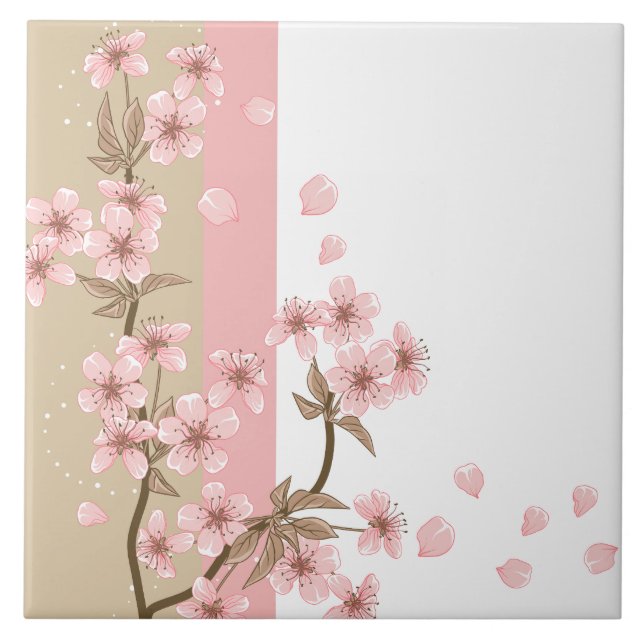 Ramo Elegante de Flor de Cerejeira Rosa (Frente)