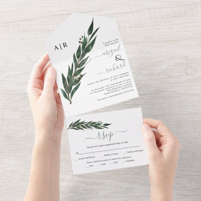 Ramo Eucalyptus com casamento no inverno de folhas (Aba destacável)