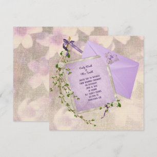 ramo floral no convite de casamento com design de