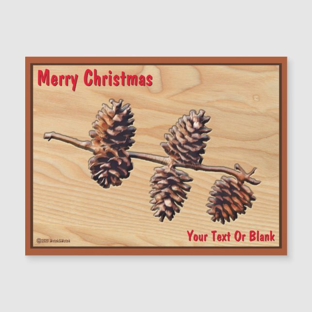 Ramo Pine Cone Na Madeira (Frente)