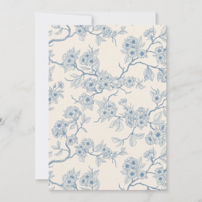 Ramos de flor de cerejeira em azul e branco esmaec (Frente)