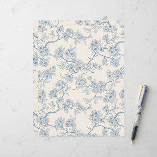 Ramos de flores de cerejeira em azul e branco esma