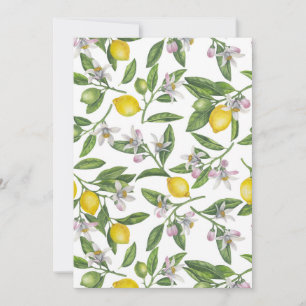 Ramos de limão com flores e fruta em branco