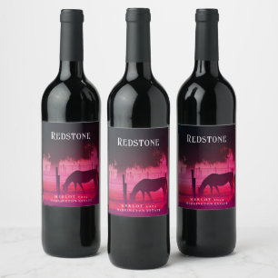 Ranch Mockup, Cavalo, Rótulos de Vinho Personaliza