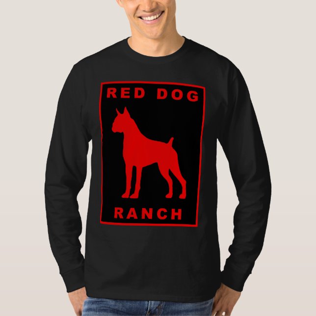 Rancho vermelho do cão - camisa de T (Frente)